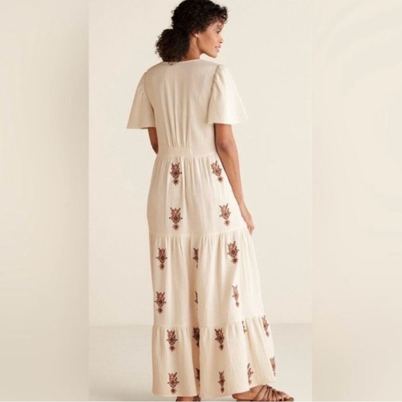 SOFT SURROUNDINGS NWT Mzxi Dress 2X Cotton Cream with Red Embroidery - Picture 4 of 15